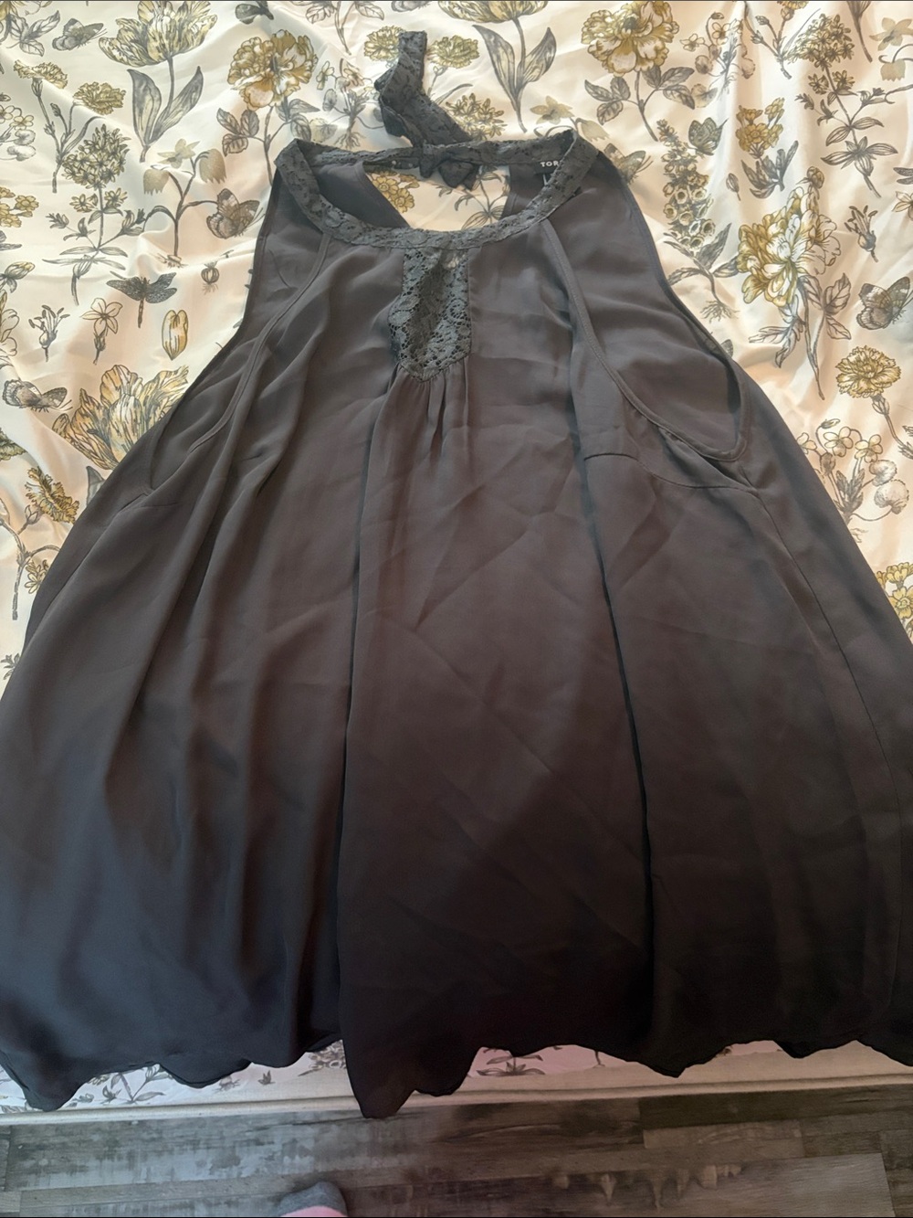 Torrid Black Lace Trim Halter Swing Dress
